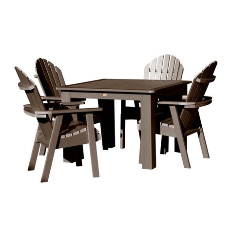 Highwood The Adirondack 5 Piece Brown Patio Dining Set With 4