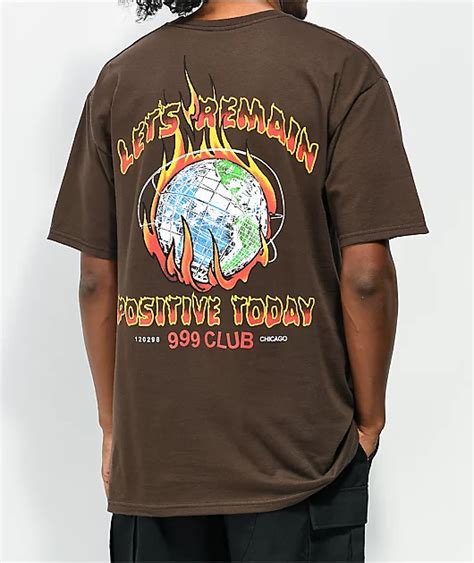 999 Club By Juice Wrld Remain Positive Brown T Shirt
