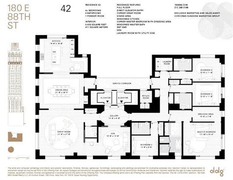 180 East 88th Street New York City Luxury Apartment Floor Plans City