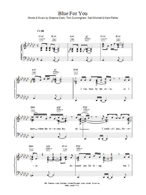 Blue For You Sheet Music Wet Wet Wet Piano Vocal And Guitar Chords