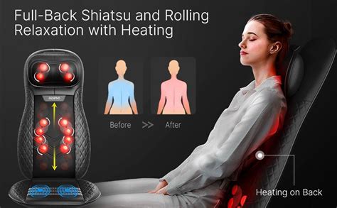 Renpho Electric Back Massager For Chair Massage Cushion Shiatsu Massage Chair With Heat For