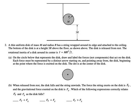 Solved M 3r 2 A Thin Uniform Disk Of Mass M And Radius R