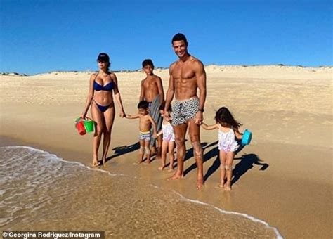 Cristiano Ronaldos Girlfriend Georgina Rodríguez Wows In A Navy Bikini Daily Mail Online