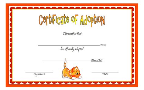 Cat Adoption Certificate Free Printable
