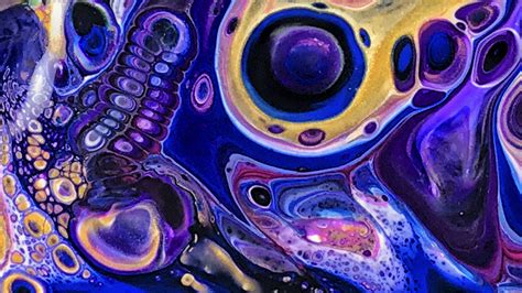 Fluid Acrylic Cells By Cinethia Watercolor Canvas Abstract Artwork