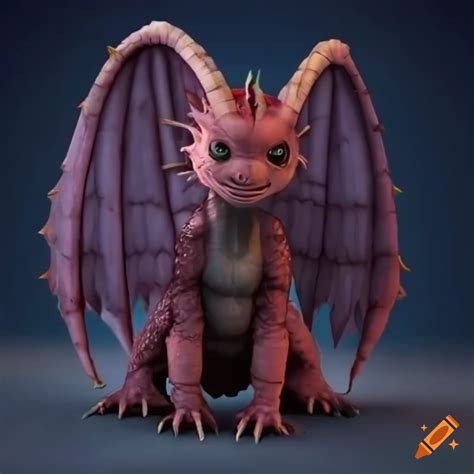 Cgi Rendering Of A Cute Baby Dragon With Wings