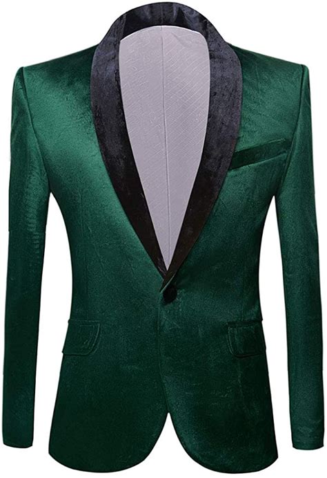 Pyjtrl Green Holiday Velvet Blazer For Men