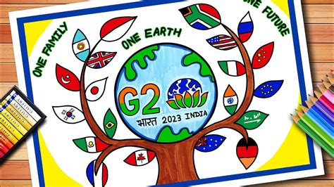 G20 Drawing G20 Poster G20 India Logo Drawing Poster On G20 One