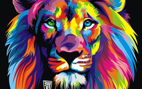 Design your everyday with removable colorful animals wallpaper you'll love. lion, Colorful, Abstract Wallpapers HD / Desktop and ...
