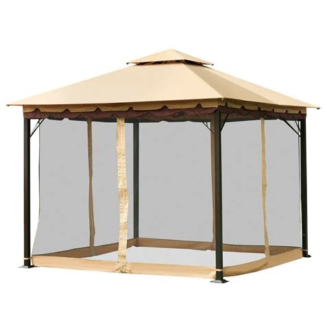 Costway 2 Tier 10x10 Gazebo Canopy Tent Shelter Awning Steel Patio