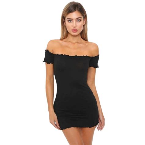 chamsgend womens solid sexy dress women off shoulder mini dress short sleeve crimping party