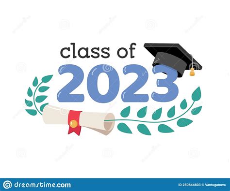 2023 Emblem With Class Of With Graduation Cap Cover Of Card For 2023