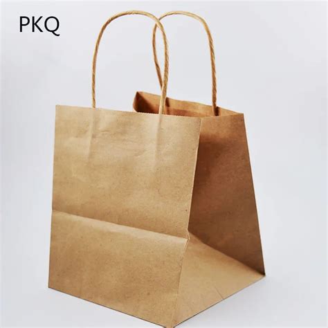 Kraft Paper Bag Square Flower Bags With Handle Decoration White Paper