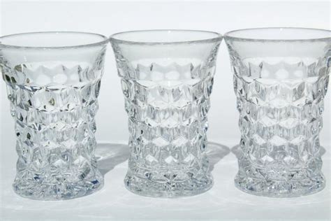 Crystal Clear Vintage Fostoria American Pattern Pressed Glass Tumblers Iced Tea Drinking Glasses