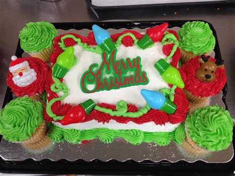 Christmas Themed 18 Sheet Cake And Cupcake Platter Christmas Cake