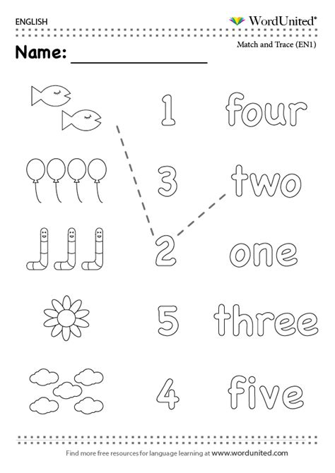Count And Match 1 To 5 In English Wordunited