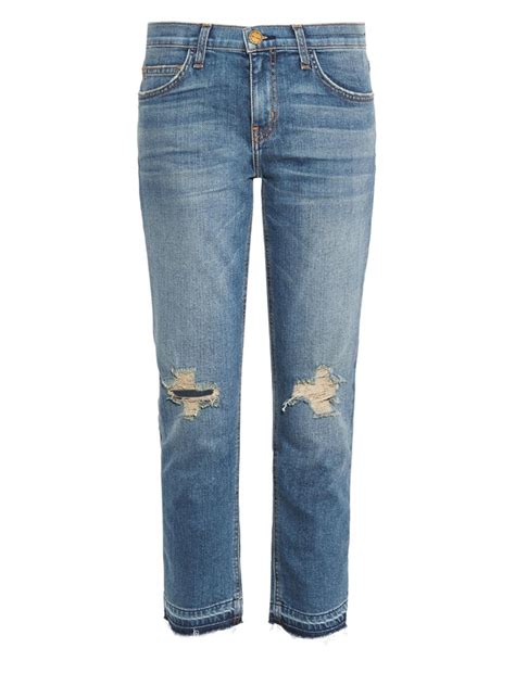 Lyst Currentelliott The Cropped Low Rise Straight Leg Jeans In Blue