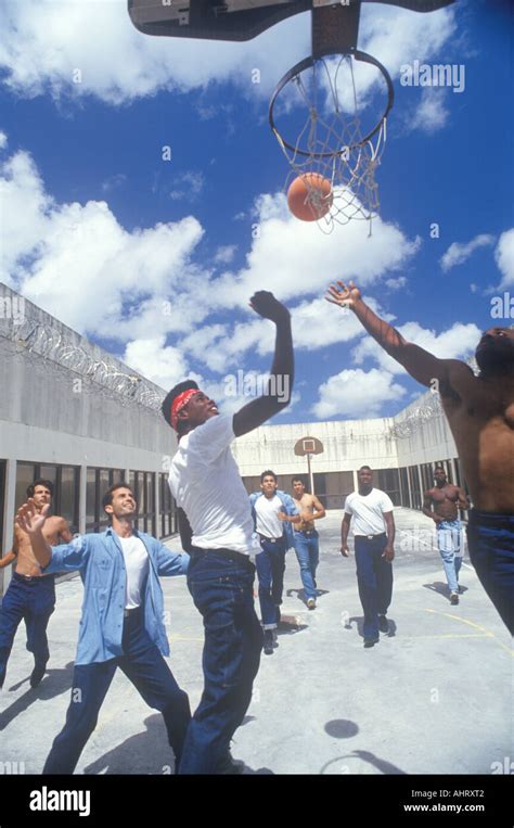 Prisoners Playing Basketball At Dade County Correctional Facility Fl