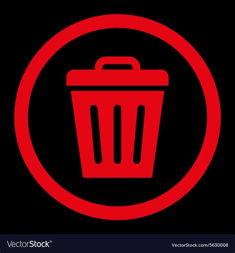 Trash Can Flat Red Color Rounded Icon Royalty Free Vector