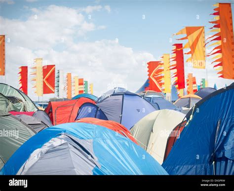 Tents Crowded At Music Festival Stock Photo Alamy