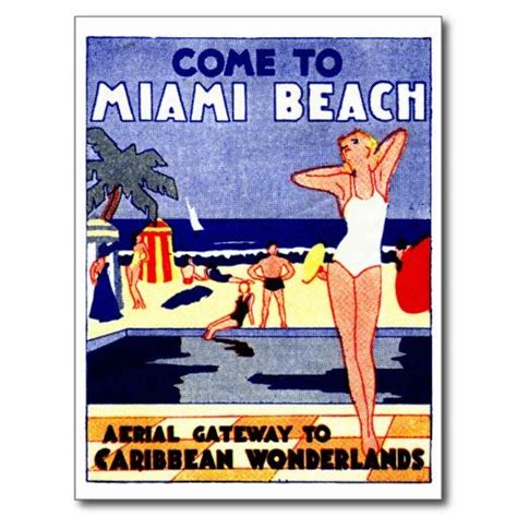 1925 miami beach travel poster postcard uk miami beach travel miami travel