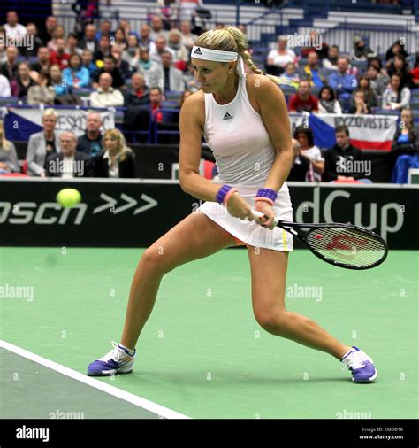 French Tennis Player Kristina Mladenovic In Action During The Semifinal