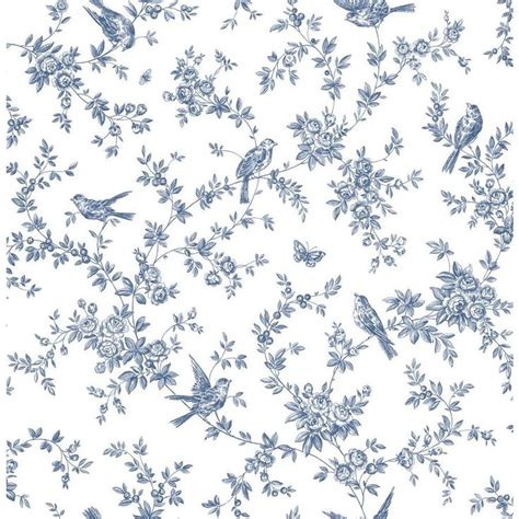 Brewster Mafra Blue Floral Trails Wallpaper 2734 003519 Bird