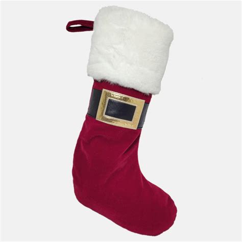 55cm Luxury Red Velvet Santa Belt White Trim Stocking Christmas Decoration