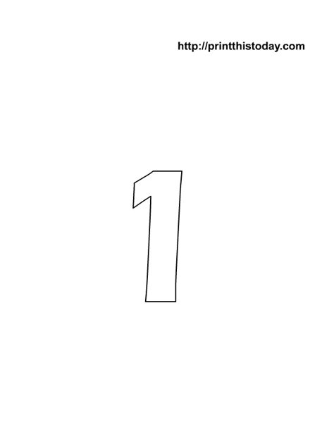 Coloring Pages Free Printable Bubble Number 1