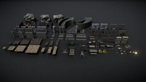 125 Piece Dungeon Modular Kitbash Set Buy Royalty Free 3d Model By 3d Tudor 3dtudor