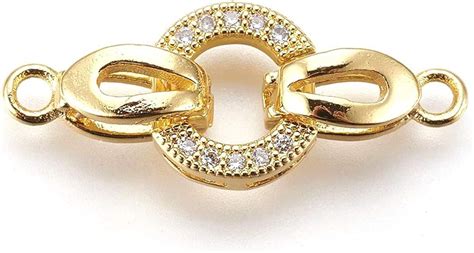 Craftdady 5 Sets 18k Gold Fold Over Clasp With Rhinestone Micro