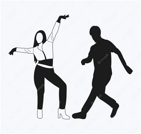 Premium Vector A Drawing Of A Man And Woman Dancing In Black And White
