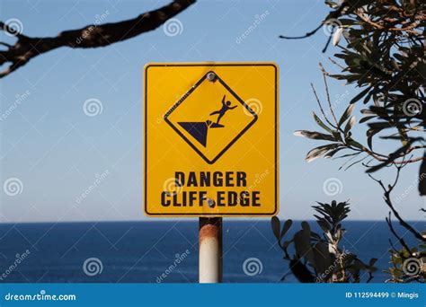 Danger Cliff Edge Sign Stock Image Image Of Edge Warning 112594499