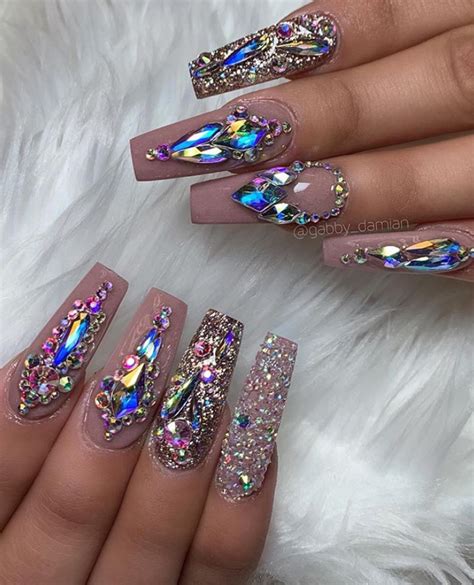 Rhinestone Acrylic Coffin Nails Tips Color Short Acrylic Nails