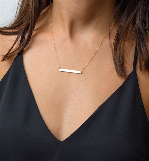 Gold Bar Necklace Personalized Bar Necklace Custom Sterling Etsy
