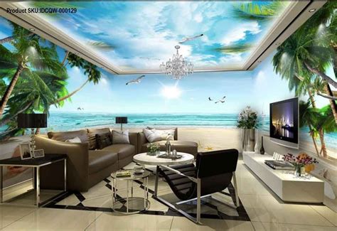 3d Tropische Palme Strand Sonnenschein Gesamte Wohnzimmer Tapete