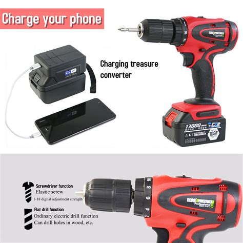 New 18v Rechargeable Cordless Power Impact Drills Electric Drill One