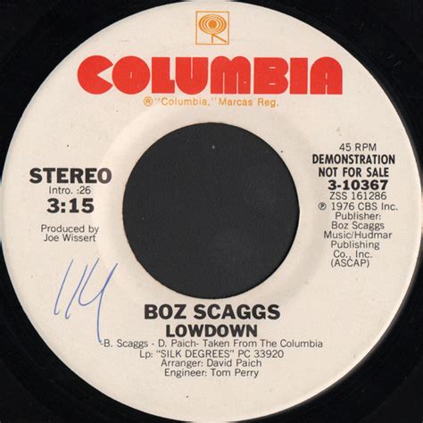 Boz Scaggs Lowdown Vinyl 7 45 Rpm Single Promo Discogs