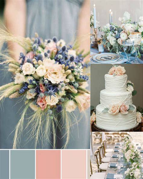 Dusty Blue Peach Blush And Ivory Wedding Spring Color Palette