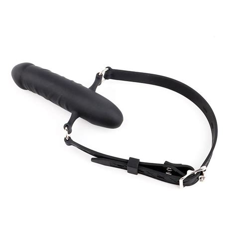 Double Ended Dildo Gag With Locking Buckles Harness Bondage Dildo Mouth