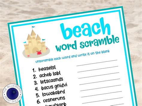 Beach Word Scramble Game Beach Bash Beach Theme Party Etsy