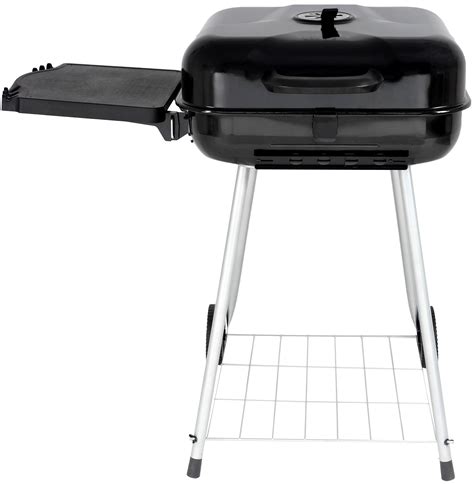 22 Portable Square Barbecue Cooker Charcoal Steel Grill W Side Shelf