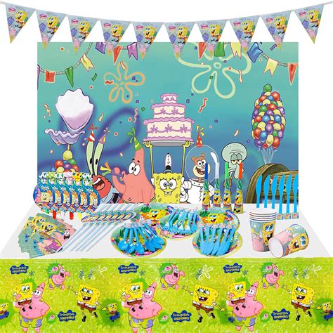buy sponge bob party supplies set 89 pieces sponge bob birthday decoration shower decorations