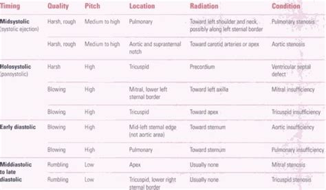 Heart Murmurs Chart Heart Murmur Summary And Heart On Pinterest