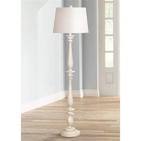 Wood tripod floor lamp, modern standing light with e26 lamp base, wood floor reading lamp for contemporary living room, bedroom, study room and office. Coastal Turned Base White Floor Lamp - #H3789 | Lamps Plus