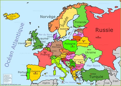 Carte De Leurope A Imprimer Les Pays Les Capitales Carte Europe Images