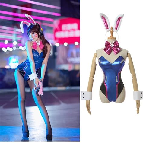 Dva Cosplay Pu Sexy Costume For Women Anime Game Song Hana Bunny Girl Jumpsuit Women Romper