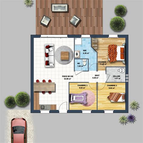Maison Decor Fantastic Beneficial Plan Maison Plain Pied Chambres Sans Garage
