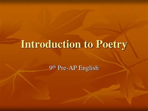 Ppt Introduction To Poetry Powerpoint Presentation Free Download