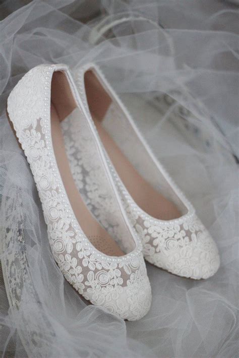White Lace Ballet Flats Wedding Shoes And Bridesmaids Shoes Kailee